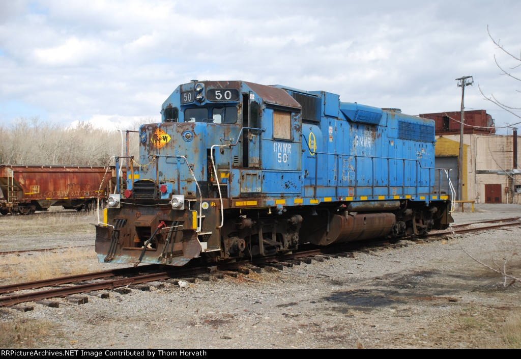 GNWR 50 stands idle on a siding at GNWR's facility